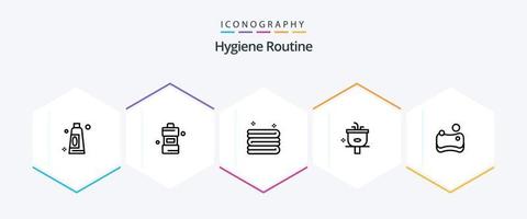 Hygieneroutine 25-Zeilen-Icon-Pack inklusive Schwamm. Reinigung. Reinigung. waschen. Reinigung vektor