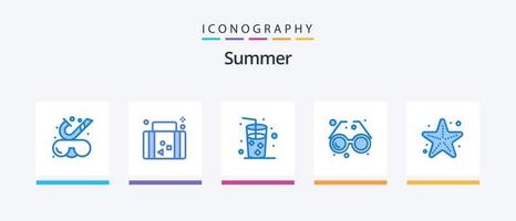 Summer Blue 5 Icon Pack inklusive Strand. Glas. Urlaub. Auge. Zubehörteil. kreatives Symboldesign vektor