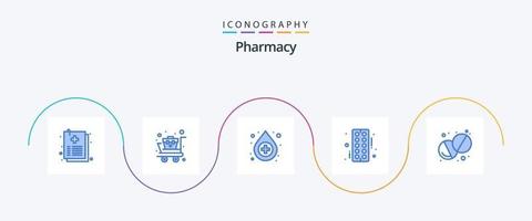 apotek blå 5 ikon packa Inklusive piller. hälsa. motgift. läsplatta. apotek vektor