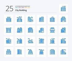 stad byggnad 25 blå Färg ikon packa Inklusive konstruktion. arkitektur. lägenhet. arbete. kontor vektor