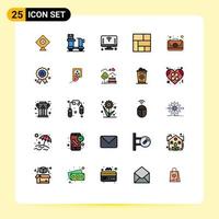 Stock Vector Icon Pack mit 25 Zeilenzeichen und Symbolen für den Erste-Hilfe-Internetabschnitt goldene editierbare Vektordesign-Elemente