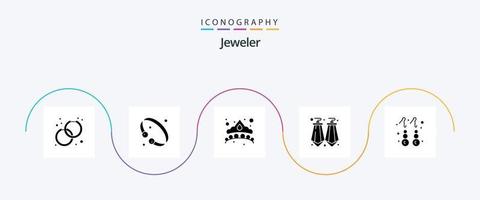 Jewellery Glyph 5 Icon Pack inklusive Mode. Juwel. Luxus. Edelsteine. Juwel vektor