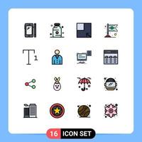 Aktienvektor-Icon-Pack mit 16 Zeilenzeichen und Symbolen für hochgestellte Flaggen-Medizin-Karnevalsbanner editierbare kreative Vektordesign-Elemente vektor