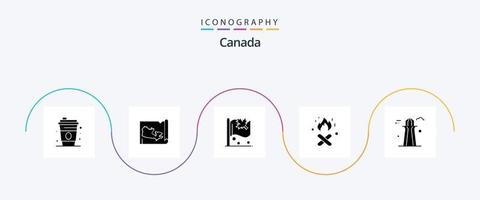 Canada Glyph 5 Icon Pack inklusive . Kanada-Turm. Blatt. Co-Turm. Kanada vektor