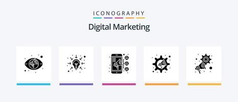 Symbolpaket für digitales Marketing Glyphe 5 einschließlich Megaphon. Werbung. Mannschaft. die Einstellungen. Megaphon. kreatives Symboldesign vektor