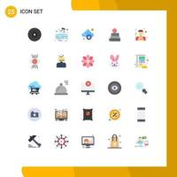 uppsättning av 25 modern ui ikoner symboler tecken för servitör assistent låsa vetenskap böcker redigerbar vektor design element