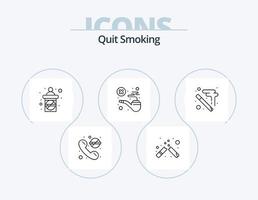 sluta rökning linje ikon packa 5 ikon design. sjukvård. cigarett. tecken. bruten. sax vektor