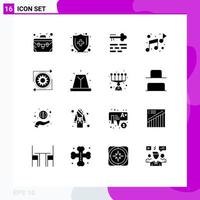 uppsättning av 16 modern ui ikoner symboler tecken för bearbeta förvaltning layout redskap ljud redigerbar vektor design element