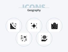 Geographie-Glyphen-Icon-Pack 5 Icon-Design. Meer. Ferien. Welt. Angeln. Fisch vektor