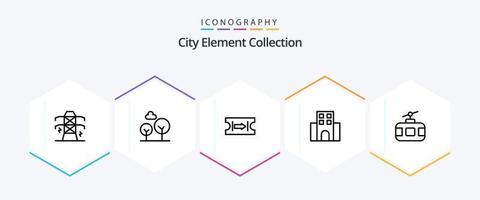 City-Element-Sammlung 25-Zeilen-Icon-Pack einschließlich Reisen. Hotel . Baum. Wohnung . Reise vektor