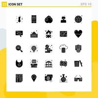 Stock Vector Icon Pack mit 25 Linienzeichen und Symbolen für Star Person Food Happy Affirmationen editierbare Vektordesign-Elemente