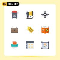 Stock Vector Icon Pack mit 9 Zeilenzeichen und Symbolen für Buchverkaufsbox-Tag E-Commerce editierbare Vektordesign-Elemente