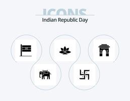 indischer republiktag glyph icon pack 5 icon design. global. Pflanze, Anlage. indisch. Lotus. Blume vektor