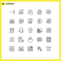 25 kreative Symbole moderne Zeichen und Symbole des Service-Setting-Chat-Platzhalterkarnevals editierbare Vektordesign-Elemente vektor