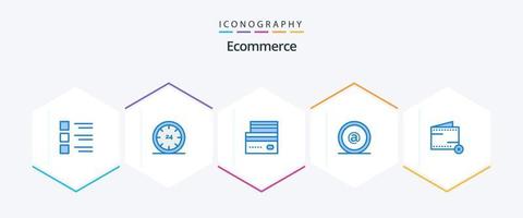 e-handel 25 blå ikon packa Inklusive id. adress. e. betalning. e-handel vektor