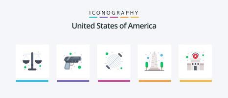 USA platt 5 ikon packa Inklusive Washington. syn. mat. monument. fest. kreativ ikoner design vektor