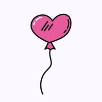 handgezeichnete doodle valentinstagillustration des herzenballons. Liebe und romantische süße Ikone. einzelnes Element vektor