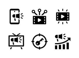 einfacher Satz von digitalen Marketing-Vektor-Solid-Icons vektor