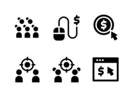 einfacher Satz von digitalen Marketing-Vektor-Solid-Icons vektor