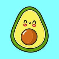 süße lustige Avocado. vektor hand gezeichnete karikatur kawaii charakter illustration symbol. isoliert auf blauem Hintergrund. Avocado-Charakter-Konzept