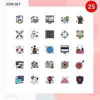 mobil gränssnitt fylld linje platt Färg uppsättning av 25 piktogram av varning resa leksak flygplan programmering redigerbar vektor design element
