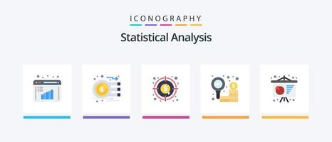 statistisk analys platt 5 ikon packa Inklusive . affisch presentation. pengar. konferens affisch. forskning. kreativ ikoner design vektor