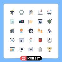 25 thematische Vektor-Flachfarben und editierbare Symbole der Fahrzeugnavigation Blaupause GPS-Standort Nacht editierbare Vektordesign-Elemente vektor