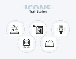 Bahnhofslinie Icon Pack 5 Icon Design. Stift. Lage. Flagge. Park. Brunnen vektor