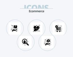 E-Commerce-Glyphen-Icon-Pack 5-Icon-Design. Auschecken. Einkaufen. Zahlung. Favorit. Hand vektor