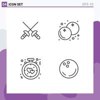 Stock Vector Icon Pack mit 4 Zeilen Zeichen und Symbolen zum Fechten Alarm Beere Thanksgiving Romantik editierbare Vektordesign-Elemente