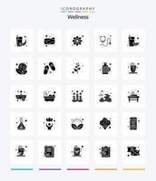 Creative Wellness 25 Glyph Solid Black Icon Pack wie Obst. Medizin. sauber. Krankenhaus. Entspannen Sie sich vektor