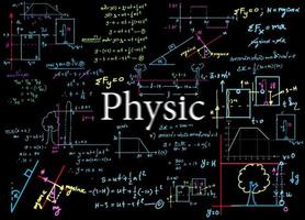 fysik formler dragen förbi hand på de bakgrund vektor