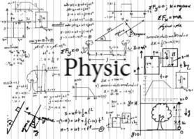 Physikformeln von Hand auf den Hintergrund gezeichnet vektor