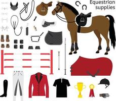 vektor uppsättning av häst ridning ryttare Utrustning