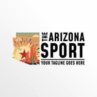 hockeyschläger, wüste, kaktus, sonne oder mond, arizona karten bild grafik symbol logo design abstraktes konzept vektor stock. kann als Symbol für Sport oder Wüste verwendet werden