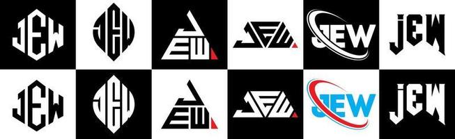 jude-brief-logo-design in sechs stilen. judenpolygon, kreis, dreieck, sechseck, flacher und einfacher stil mit schwarz-weißem buchstabenlogo in einer zeichenfläche. jude minimalistisches und klassisches logo vektor