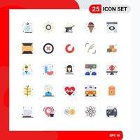Stock Vector Icon Pack mit 25 Zeilen Zeichen und Symbolen für die Seitengestaltung Ein Rad Codierung Eiscreme editierbare Vektordesign-Elemente