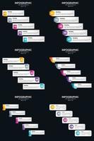 Vektor 6 Infografiken Pack Präsentationsfolie Vorlage 5 Schritte Zyklusdiagramme und Zeitleisten