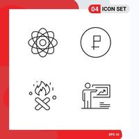Packung mit 4 kreativen Filledline-Flachfarben von Atom Fire Laboratory Currency Canada editierbare Vektordesign-Elemente vektor