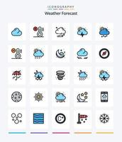 kreativ väder 25 linje fylld ikon packa sådan som minska. Sol. väder. väder. moln vektor