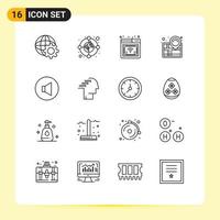 16 Entwurfskonzept für mobile Websites und Apps Lautstärke Sound Online-Erfolgsnavigation editierbare Vektordesign-Elemente vektor