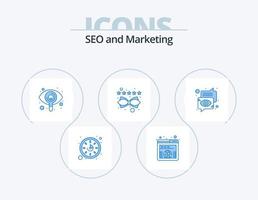 SEO Blue Icon Pack 5 Icon-Design. Kommunikation. Blase. Suche. Bewertung. Verwaltung vektor