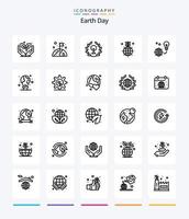 Creative Earth Day 25 Outline Icon Pack wie Licht. Schutz. Tag. grün. Globus vektor