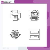 Linienpaket mit 4 universellen Symbolen für Bürostruktur-Barcode-Optimierungskonten editierbare Vektordesign-Elemente vektor