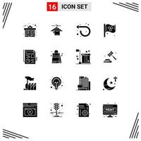 Stock Vector Icon Pack mit 16 Linienzeichen und Symbolen für Grafikdokument Pfeil Irland Flagge editierbare Vektordesign-Elemente