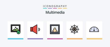 Multimedia-Linie gefüllt 5 Icon Pack einschließlich . Streifen. Umschalten. kreatives Symboldesign vektor