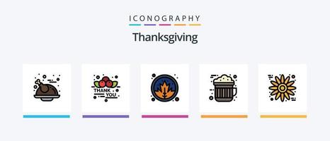 Thanksgiving Line gefüllt 5 Icon Pack inklusive Kakao. Vereinigte Staaten von Amerika. danke tag. das Erntedankfest. amerikanisch. kreatives Symboldesign vektor