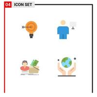 4 användare gränssnitt platt ikon packa av modern tecken och symboler av mål mänsklig lösning avatar lön redigerbar vektor design element