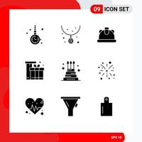 9 kreative Symbole moderne Zeichen und Symbole von Kuchen eid Halskette Paket Geschenk editierbare Vektordesign-Elemente vektor