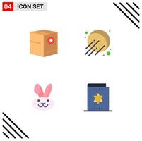 Stock Vector Icon Pack mit 4 Zeilenzeichen und Symbolen für das Hinzufügen von bearbeitbaren Vektordesignelementen für Ostern und Halloween